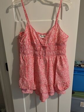Pink Floral Smocked Romper Size Large